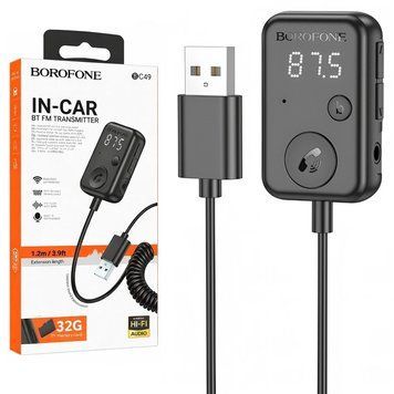 Автомобільний FM модулятор від USB, Bluetooth, TF, Borofone BC49 / Трансмітер в авто / Аудіоадаптер універсальний 234591760 фото