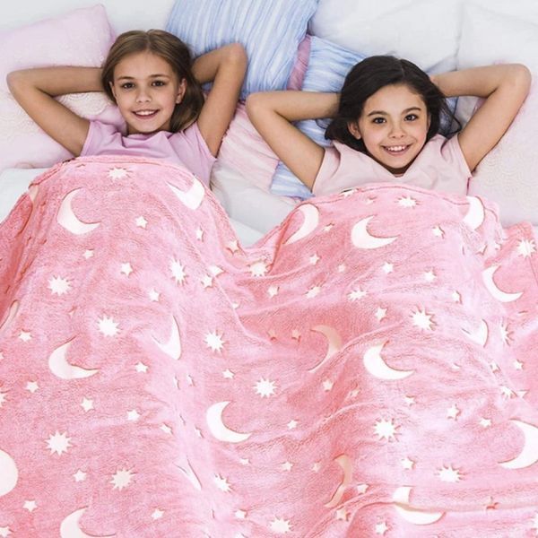 Плед, що світиться в темряві 150х120 см, Magic Blanket, Рожевий / Покривало на ліжко / Дитячий плед, що світиться 234571456 фото