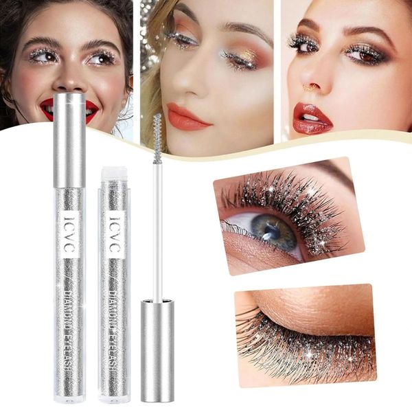 Водостійка туш для вій з блискітками ICVC Diamond Eyelash / Прозора туш зі срібним глітером 234569432 фото