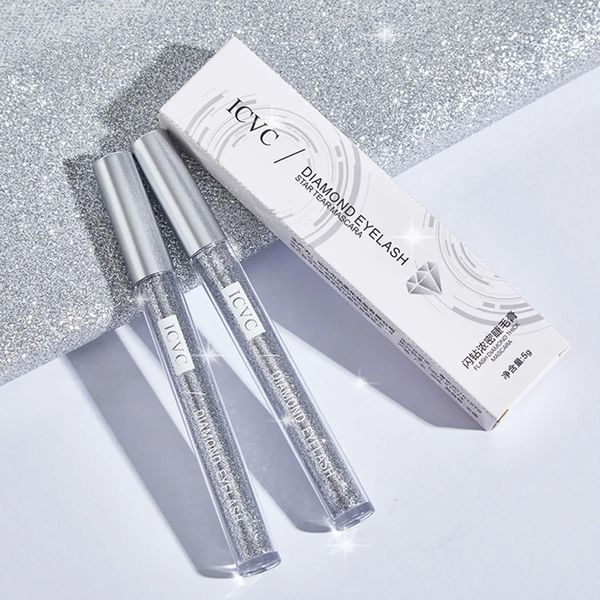 Водостійка туш для вій з блискітками ICVC Diamond Eyelash / Прозора туш зі срібним глітером 234569432 фото