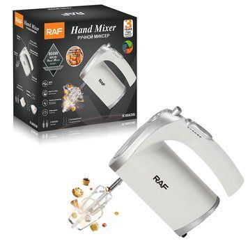 Миксер ручной 800Вт (5 скоростей) + 2 насадки, от сети, RAF R6663W / Миксер для кухни / Кухонный миксер 234591445 фото