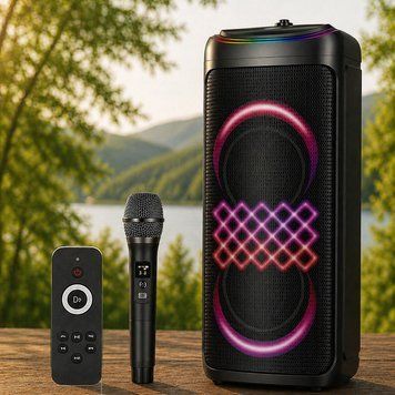 Портативна колонка Bluetooth 2*10", 160 Вт FM, USB, AUX, GD-1015, Чорна / Активна колонка / Караоке-колонка / Блютуз колонка 234593000 фото