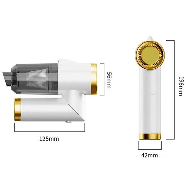 Автомобільний пилосос від акумулятора, з USB, Q8, Білий / Бездротовий пилосос в машину з насадками / Складний пилосос в авто 234567360 фото