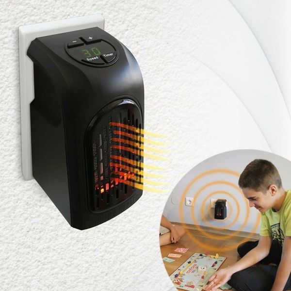 Портативный обогреватель 400Вт с терморегулятором, от сети, HANDY HEATER / Керамический мини тепловентилятор в розетку с таймером 234561375 фото