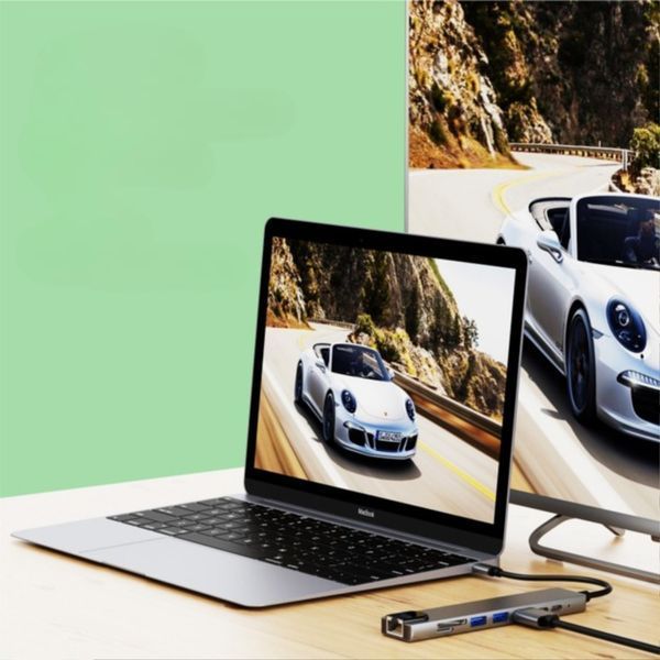 Універсальний USB-C хаб 8 в 1, USB 3.0 / Хаб для ноутбука / Багатофункціональний концентратор для ноутбука 234582155 фото