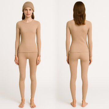 Жіноча термобілизна на флісі (2XL), Бежевий / Комплект термобілизни жіночої / Термокостюм для жінок 234587636 фото