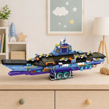 Дитячий конструктор 3D "Авіаносець", 855 деталей, 45х15 см / 3д конструктор / Конструктор для дітей 234595309 фото