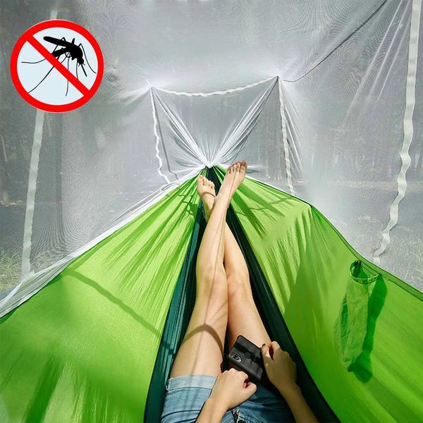 Підвісний туристичний гамак з москітною сіткою (2,45х1,3м), до 200 кг, HAMMOCK NET / Нейлоновий гамак-намет для відпочинку 234561029 фото