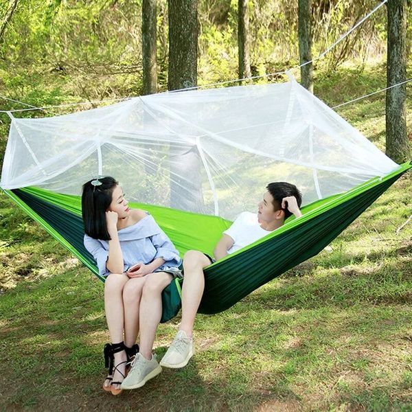 Підвісний туристичний гамак з москітною сіткою (2,45х1,3м), до 200 кг, HAMMOCK NET / Нейлоновий гамак-намет для відпочинку 234561029 фото