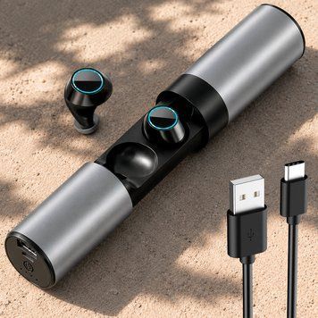 Бездротові навушники, 60мАг, Bluetooth 5,0, TWS-S2, Сірі / Навушники вкладиші / Вакуумні навушники / Блютуз навушники 234594201 фото