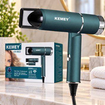 Фен для волос, 3500 Вт, KEMEI KM-9825, Зеленый / Сушка для волос / Дорожный фен / Фен для укладки волос 234650892 фото