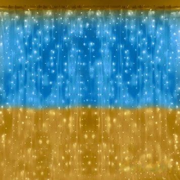 Гірлянда штора від мережі, 3х2м, 160LED, Прапор України, блакитна / Патріотична гірлянда водоспад на вікно жовто 234573247 фото