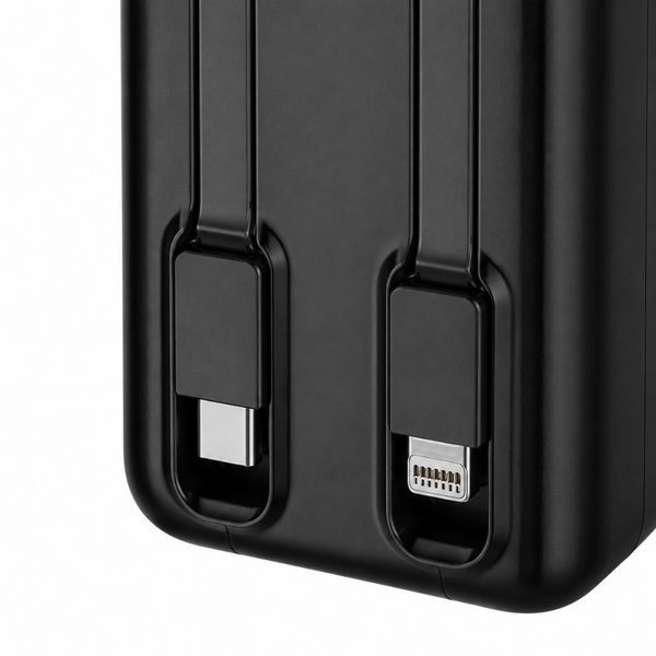 Повербанк 30000mAh з вбудованими кабелями Lightning/Type-C, 22.5W, KP-38, Чорний / Зовнішній акумулятор / Павербанк / Power Bank 234597383 фото