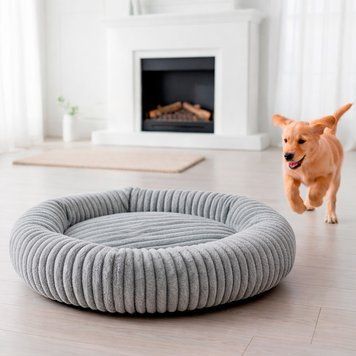 Мягкая лежанка для собак и кошек 55&times;50 см, Pet Choice, Серый / Круглая лежанка для кошек собак / Лежак для животных 234583741 фото
