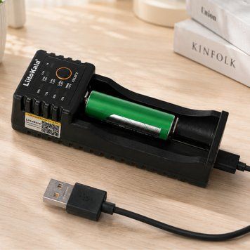 Зарядний пристрій для акумулятора з USB, LiitoKala Lii-100, Чорний / Зарядка для акумуляторних батарейок з функцією повербанка 234567563 фото