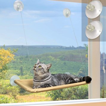 Лежанка для котів на вікно (54х32 см), Sunny Window Seat Cat Bed / Спальне місце для кішки / Віконний гамак для кота на присосках 234566879 фото