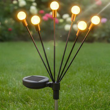 1 шт Садовый светильник на солнечной батарее 70см, 6 ламп, Теплый свет / Уличный фонарь для сада / Светильник с солнечной батареей / Газонный фонарь 234568510 фото