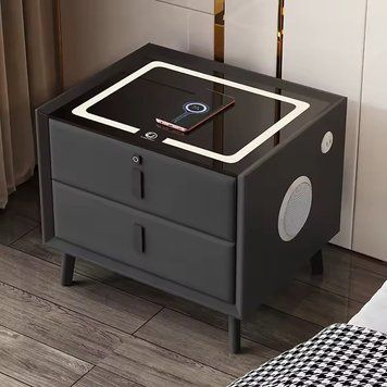 Умная тумбочка с Bluetooth беспроводной зарядкой и подсветкой 50х46х40см, Черный / Тумбочка для дома / Мультимедийная тумбочка 234582546 фото