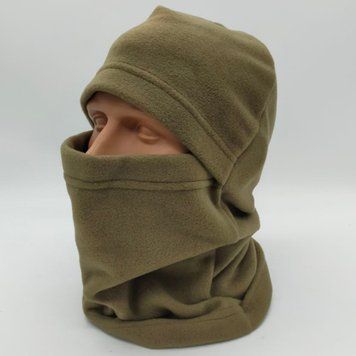 Балаклава зимова на флісі 3в1 для ЗСУ, Олива / Тактична шапка балаклава / Підшоломник трикотажний 123461397 фото