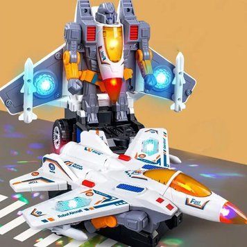 Игрушка трансформер 2в1 Самолет и Робот, на батарейках, YJ388-61 / Робот-трансформер истребитель 234575660 фото
