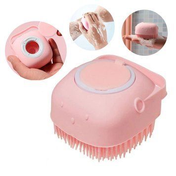 Силіконова мочалка з дозатором, Silicone Massage Bath Brus, Рожева / Масажна щітка для ванної 234563727 фото