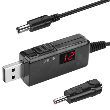 Підвищуючий кабель для роутера + перехідник, USB 5V – DC 9/12V, KWS-912V / Кабель для живлення роутера від повербанка 234563984 фото