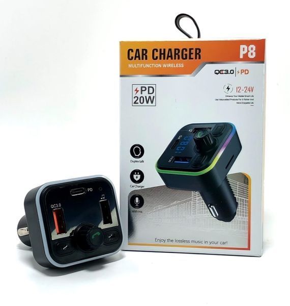 Автомобільний FM трансмітер P8 з Bluetooth та 2хUSB / ФМ модулятор в машину / ФМ трансмітер 234572436 фото