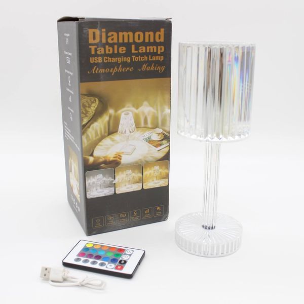 Декоративный LED светильник - ночник с пультом ДУ, Crystal Light / Настольная хрустальная лампа 234566629 фото