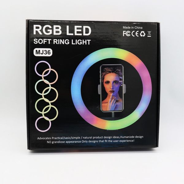 Кільцева світлодіодна Led лампа 36 см, від USB, RGB MJ36 / Селфі лампа з тримачем для телефону 234560880 фото