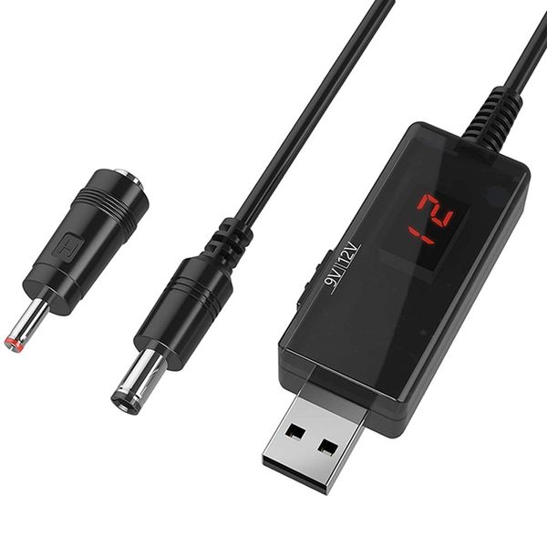 Підвищуючий кабель для роутера + перехідник, USB 5V – DC 9/12V, KWS-912V / Кабель для живлення роутера від повербанка 234563984 фото