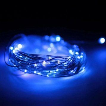 Гірлянда роса на батарейках та від USB, 5м, 50Led, Xmas, Синій / Новорічна LED гірлянда на ялинку 23457324303 фото