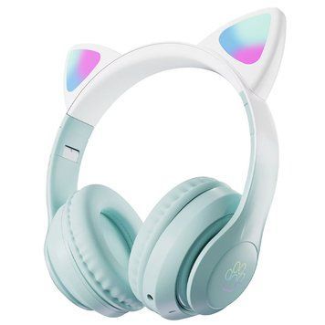 Bluetooth навушники з котячими вушками та підсвічуванням CAT STN-28 PRO, Зелені / Дитячі бездротові навушники 234569858 фото