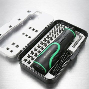 Набор электроотвертка с битами и LED-подсветкой 41в1, Type-C, в кейсе, BAKU B0001, Черный / Аккумуляторная отвертка с HSS сверлом 234591133 фото