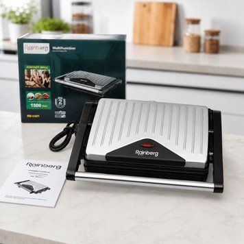 Контактный гриль 1500W, Rainberg RB-5401, Черный / Прижимной электрогриль / Электрический настольный гриль / Мини-гриль для дома 234595998 фото