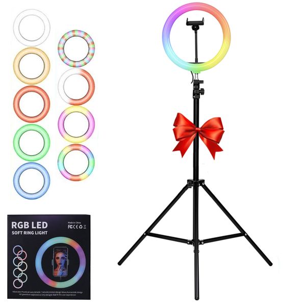 Кільцева лампа 30 см MJ 300 Soft Ring Light + Подарунок Штатив 0,66-2 м / Світлодіодна LED лампа / Кільцева RGB лампа з тримачем для телефону 234561666(_цей артикул вірний) фото