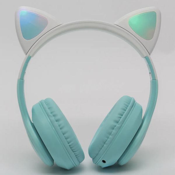 Bluetooth навушники з котячими вушками та підсвічуванням CAT STN-28 PRO, Зелені / Дитячі бездротові навушники 234569858 фото