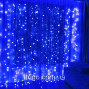 Гирлянда штора от сетки, 4х2м, 400LED, Синий / Лед гирлянда на окно / Новогодняя гирлянда водопад 23457421605 фото
