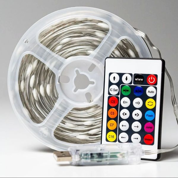 Светодиодная LED лента 10 м с пультом, от USB, 5050 RGB / Многоцветная RGB подсветка для комнаты 234572500 фото