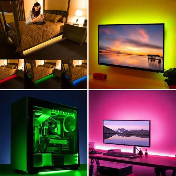 Светодиодная LED лента 10 м с пультом, от USB, 5050 RGB / Многоцветная RGB подсветка для комнаты 234572500 фото