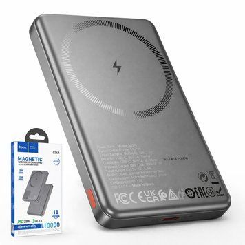 Магнітний повербанк 10000mAh, Type-C, PD20W, Hoco Q26A / Бездротовий повербанк / Павербанк для телефону / PowerBank 234590112 фото