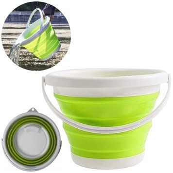 Складне силіконове відро на 10 л, Collapsible Bucket, Зелене / Компактне туристичне відро з кришкою 234572086 фото