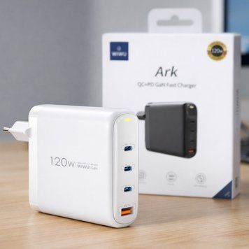 Адаптер для зарядки, 120W, WIWU&nbsp;Wi-U020, Белый / Сетевое зарядное устройство / Блочок для зарядки 234588350 фото