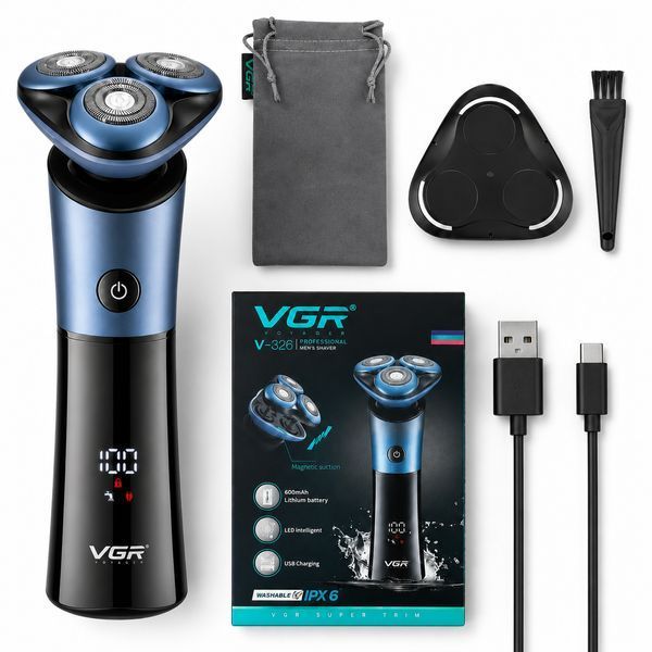 Электробритва с плавающими головками, в чехле, USB, VGR V-326, Синяя / Бритвы для бритья / Аккумуляторная бритва / Мужская бритва 234567474 фото Электробритва с плавающими головками, в чехле, USB, VGR V-326, Синяя / Бритвы для бритья / Аккумуляторная бритва / Мужская бритва 234567474 фото
