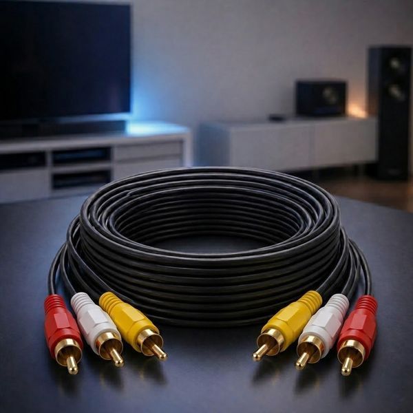 Кабель аудио-видео 3xRCA~3xRCA, 10м, Черный / Кабель мультимедийный / 3RCA-3RCA тюльпан 234593301 фото