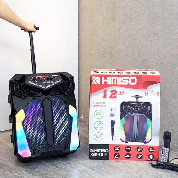 Портативная колонка чемодан с микрофоном и светомузыкой, 12", 900 Вт, Kimiso QS-1214 / Bluetooth колонка 234577898 фото