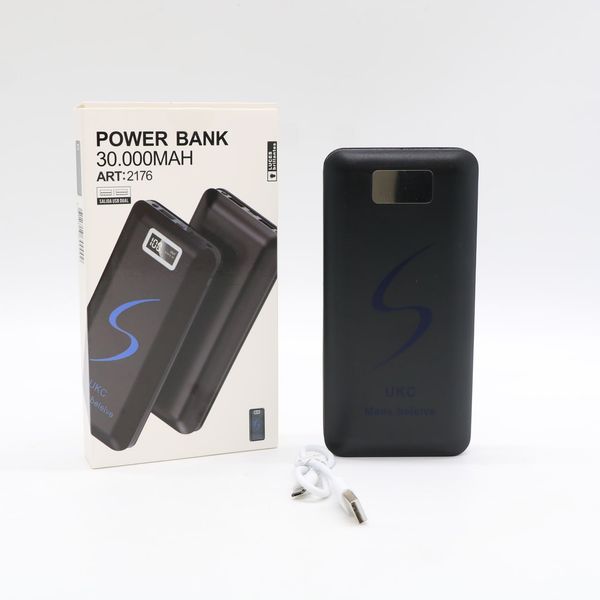 Power Bank 30000 mAh із LCD дисплеєм, UKC, Чорний / Портативний зарядний пристрій 234563584 фото