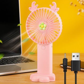 Настільний вентилятор на акумуляторі, від USB, Рожевий/ Портативний мінівентилятор/Рожевий вентилятор 23457454502 фото