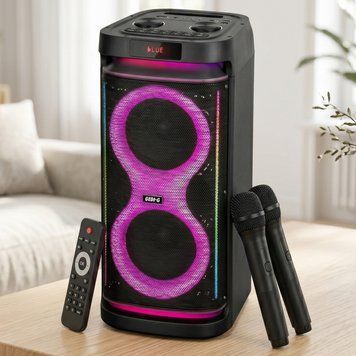 Акустична Bluetooth колонка + 2 мікрофони, 80 Вт, Bluetooth, USB, GD-2890, Чорна / Бездротова колонка / Портативна колонка 234593013 фото