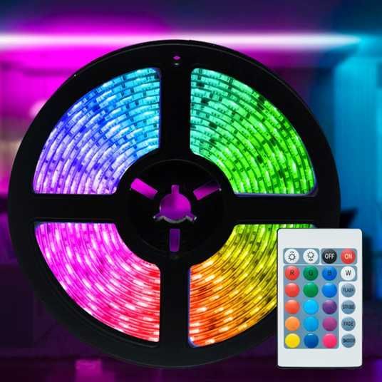 Купить Комплект 3 шт Светодиодная RGB лента 5м, 3528 с пультом и блоком питания / Многоцветная LED лента самоклеющаяся 234561216(связка) в интернет магазине Loco