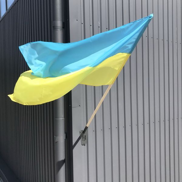 Флаг Украины + Флаг УПА / Большой флаг Украины из ткани / Тканевый флаг Украины на стену и рукоятку 234565211(цей артикул вірний) фото